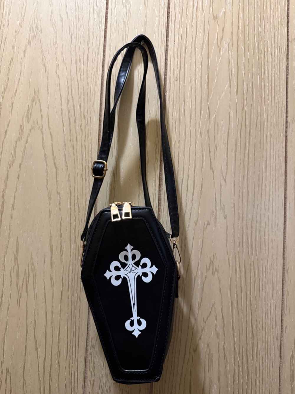 Black Coffin Cross Crossbody Bag - Unbranded